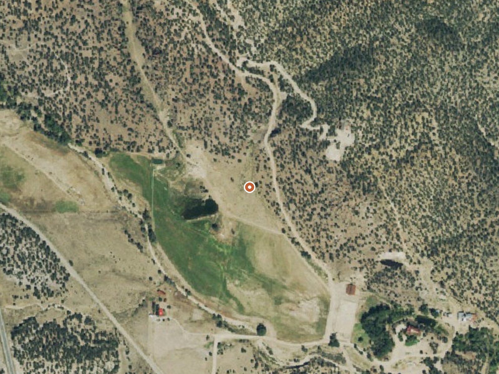 Aerial view of the ground around Browns Grotto Warm Spring