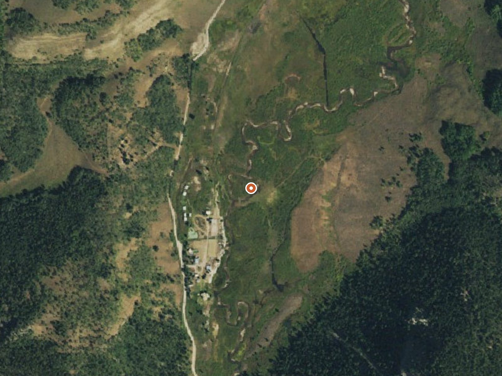 Aerial view of the ground around Cement Creek Hot Spring