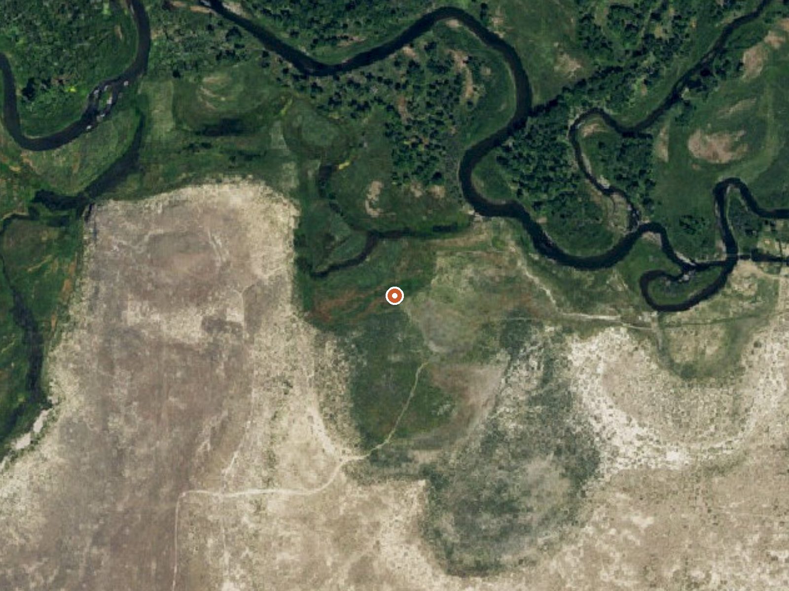 Aerial view of the ground around Dexter Spring