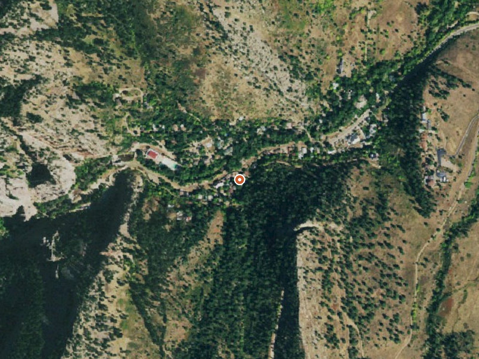 Aerial view of the ground around Eldorado Springs