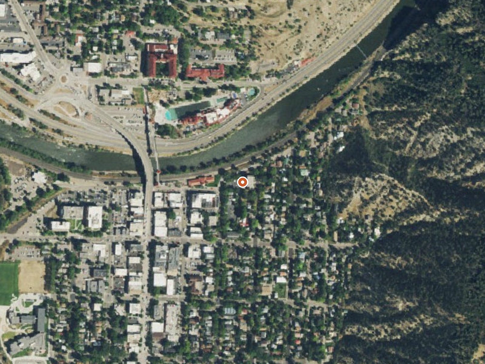 Aerial view of the ground around Glenwood Springs