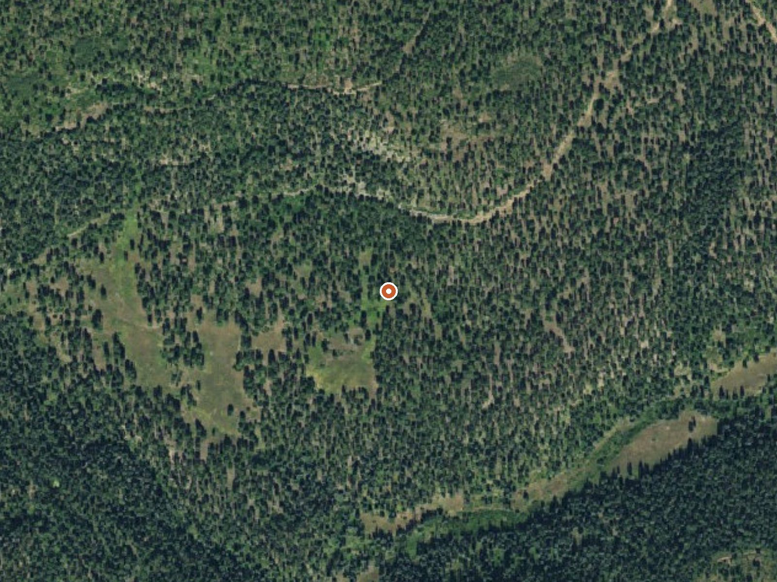 Aerial view of the ground around Hotz Spring