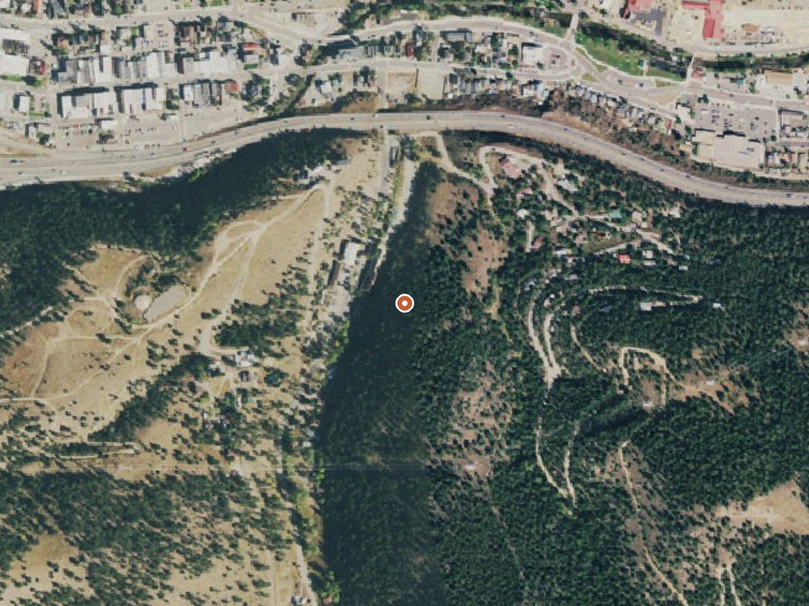 Aerial view of the ground around Idaho Springs