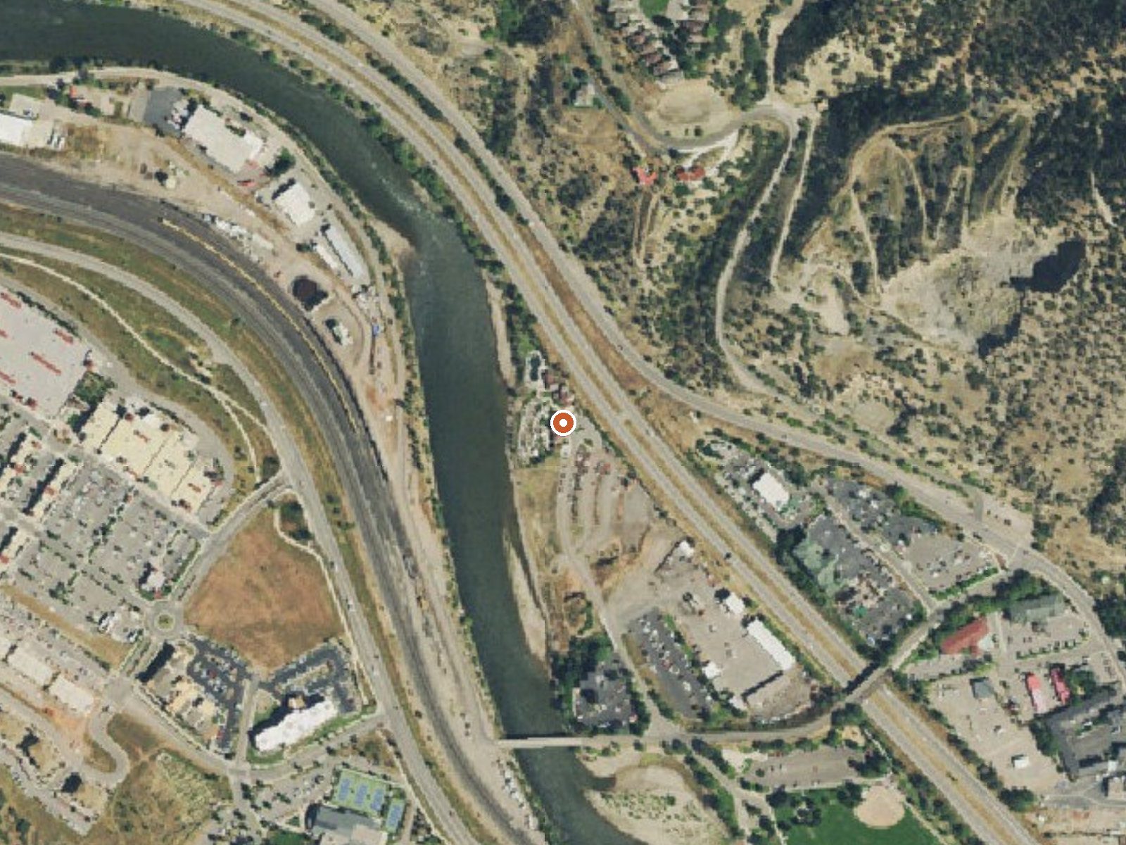 Aerial view of the ground around Iron Mountain Hot Springs