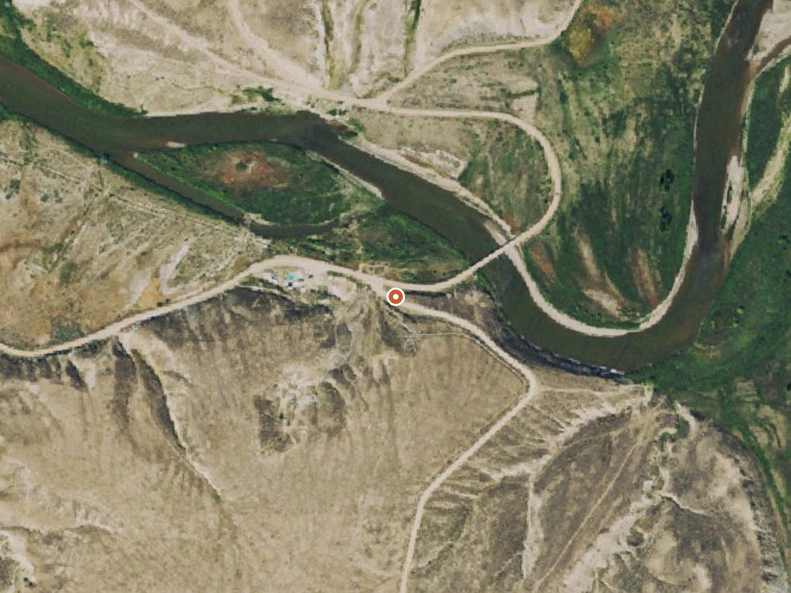 Aerial view of the ground around Juniper Hot Springs