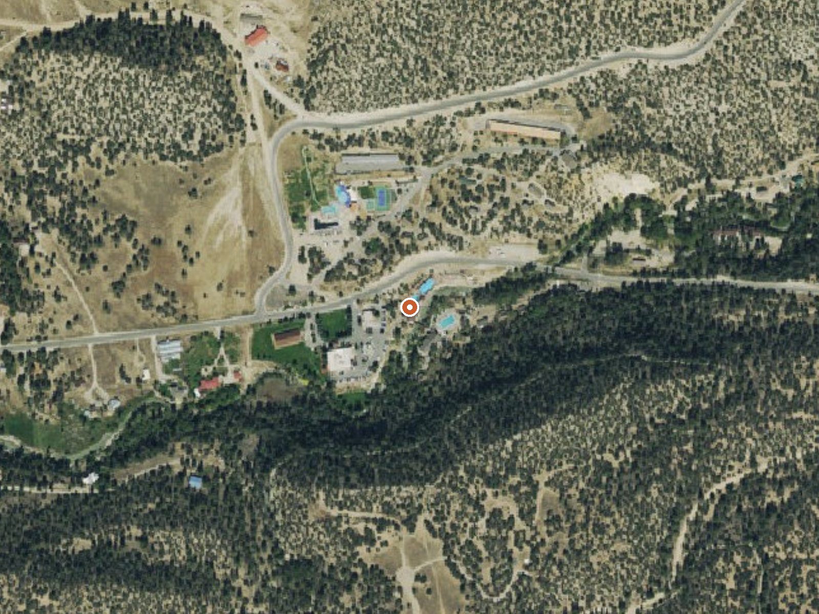Aerial view of the ground around Mount Princeton Hot Springs