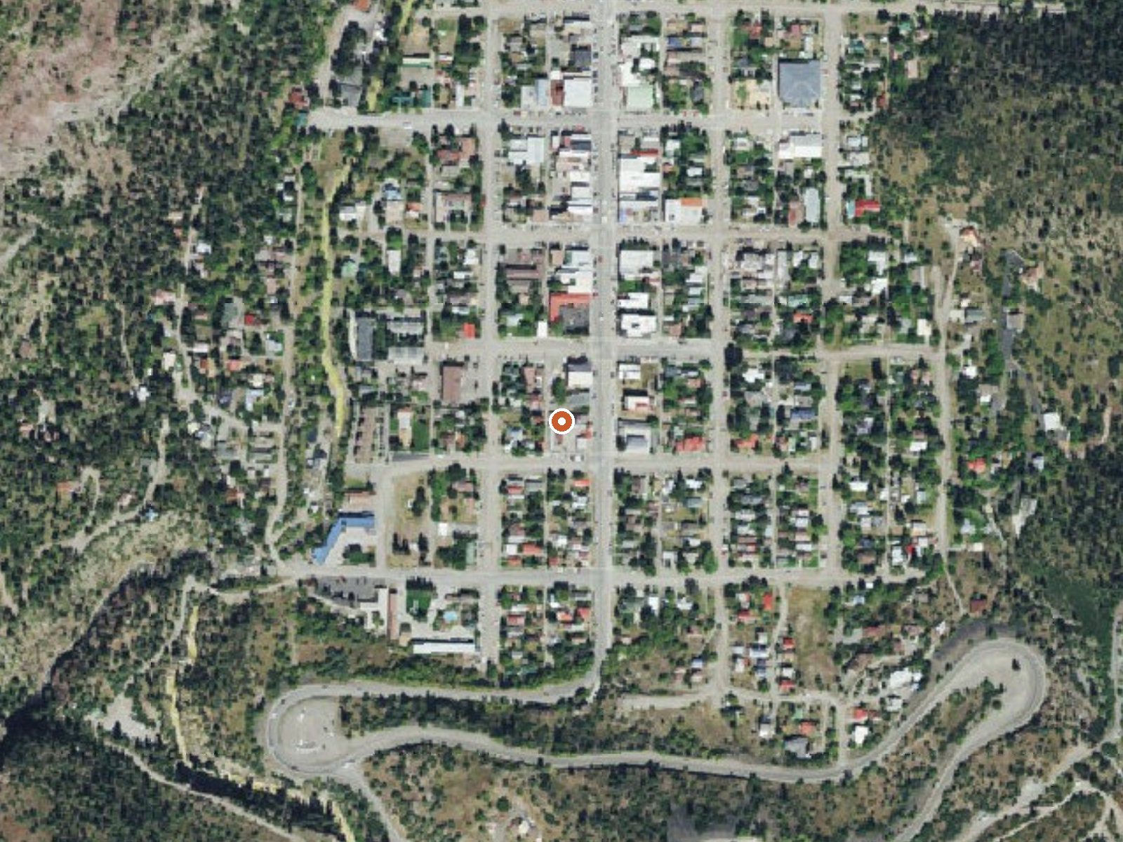 Aerial view of the ground around Ouray Hot Springs