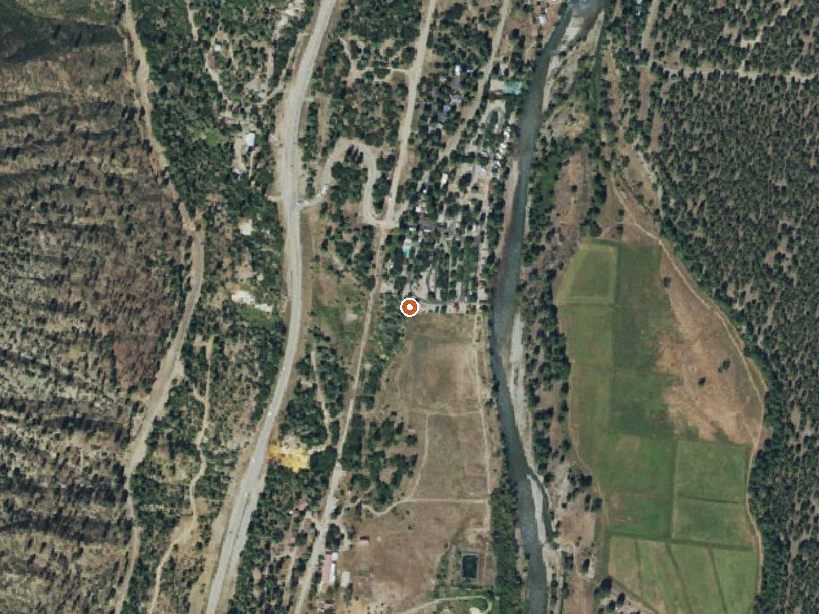 Aerial view of the ground around Pinkerton Hot Springs