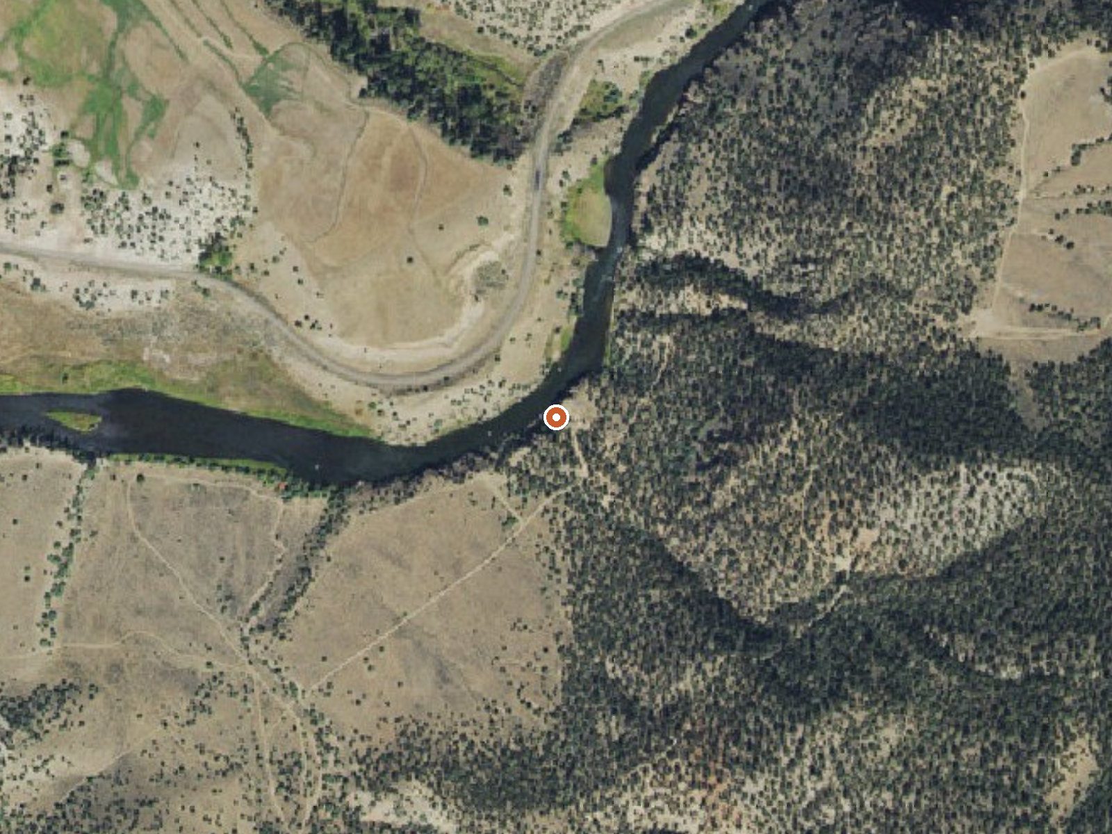 Aerial view of the ground around Radium Hot Springs