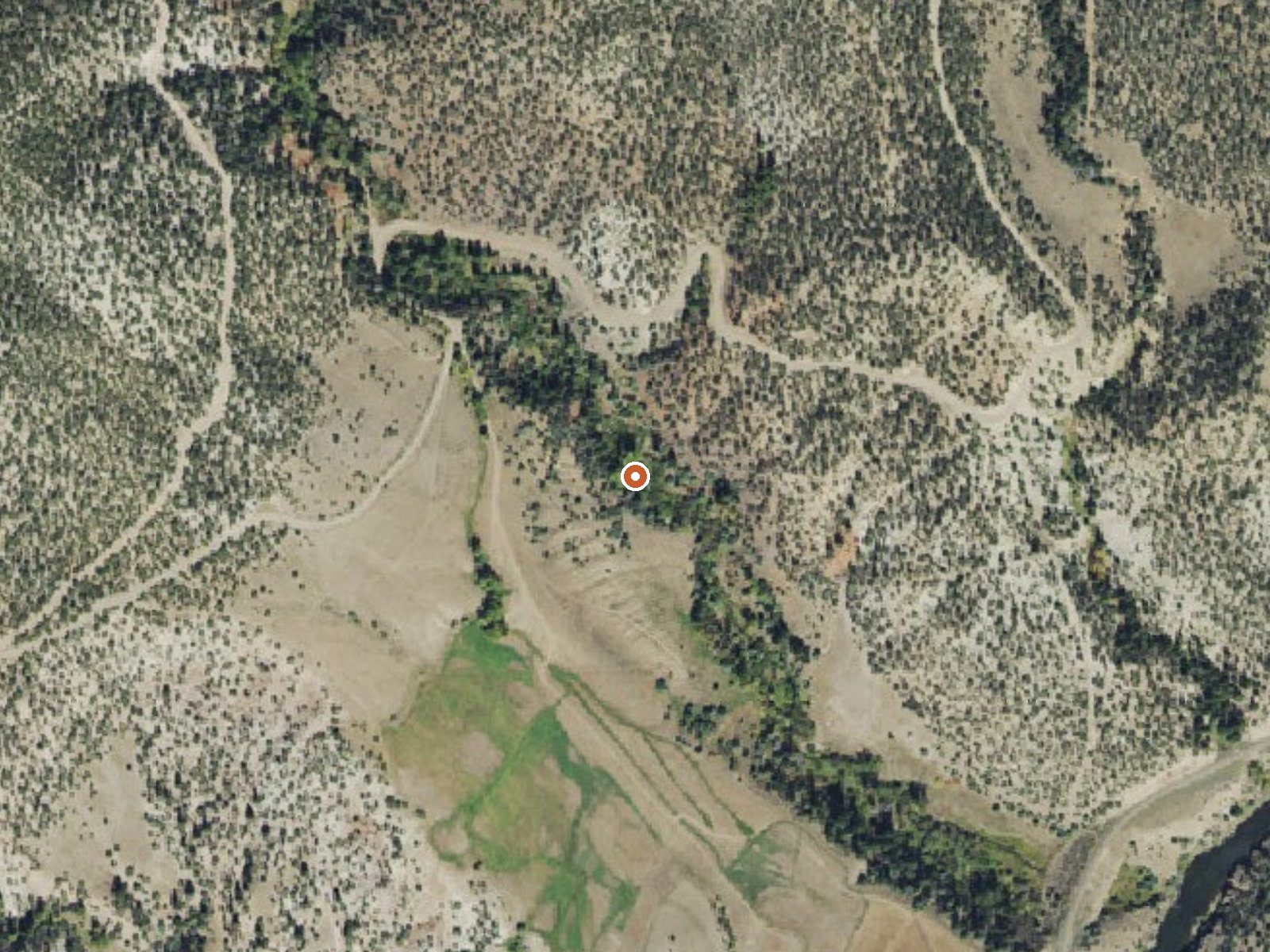 Aerial view of the ground around Radium Hot Springs (Colorado)