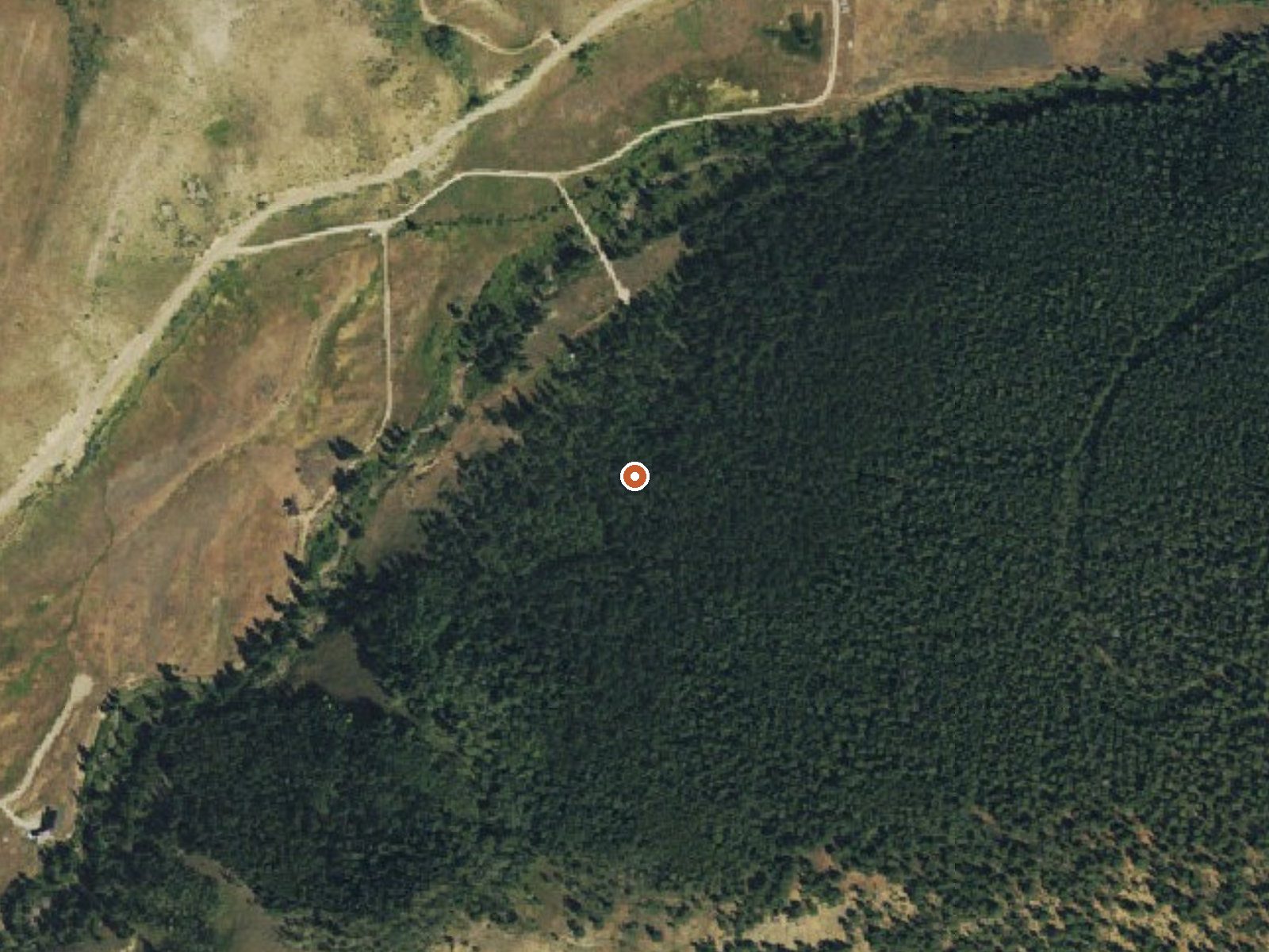 Aerial view of the ground around Ranger Hot Spring