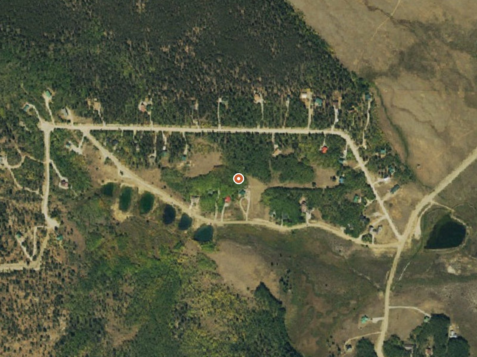 Aerial view of the ground around Rhodes Warm Spring