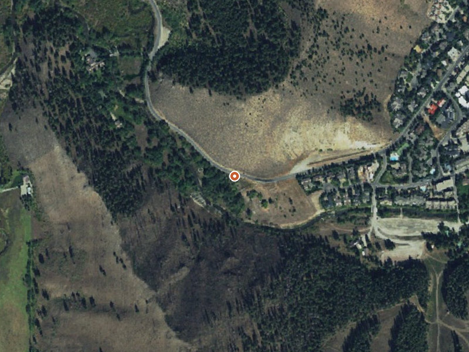 Aerial view of the ground around Guyer Hot Springs