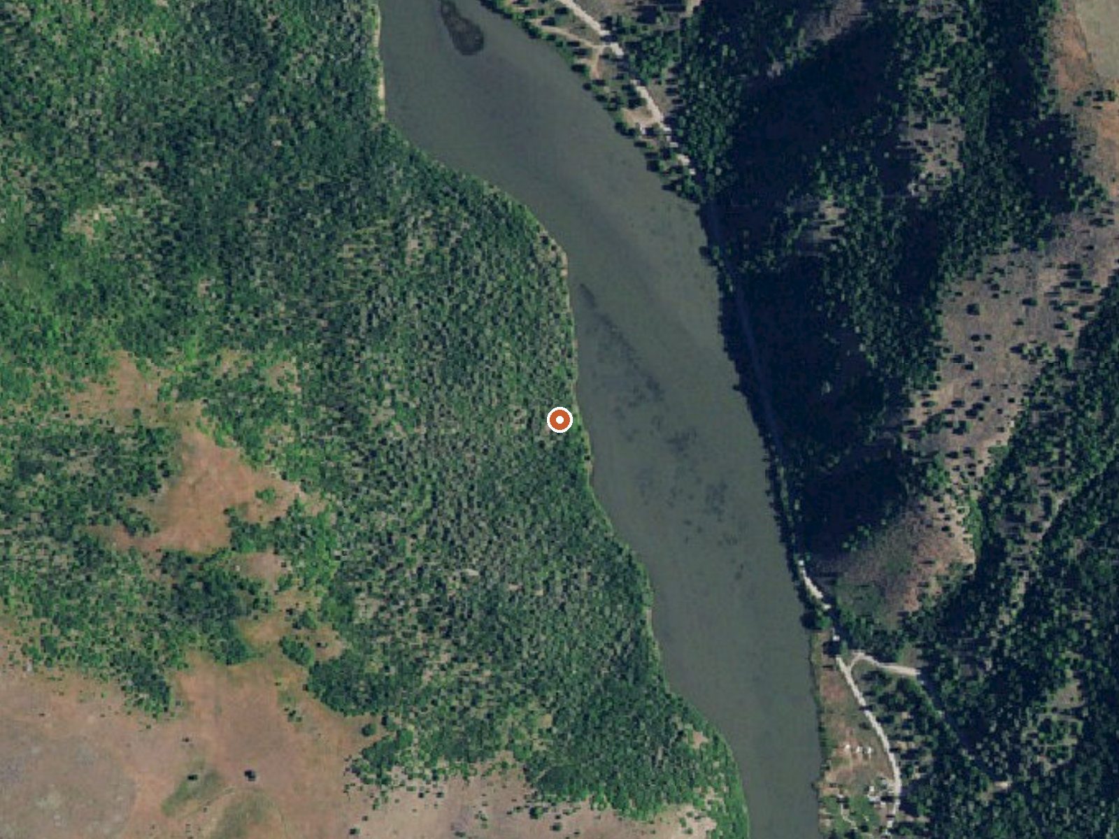 Aerial view of the ground around Hopkins Hot Springs