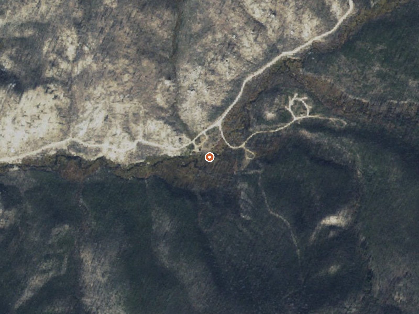 Aerial view of the ground around Horse Creek Hot Springs