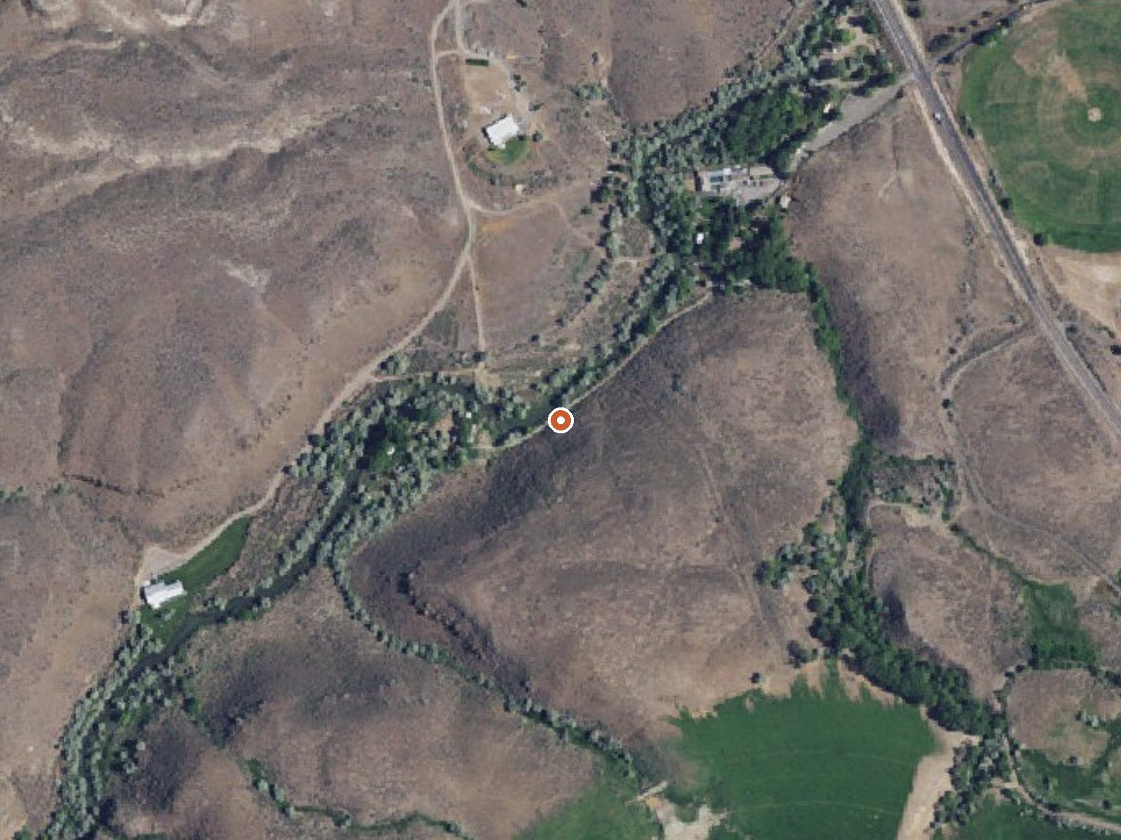 Aerial view of the ground around Hot Sulphur (Miracle Hot) Springs