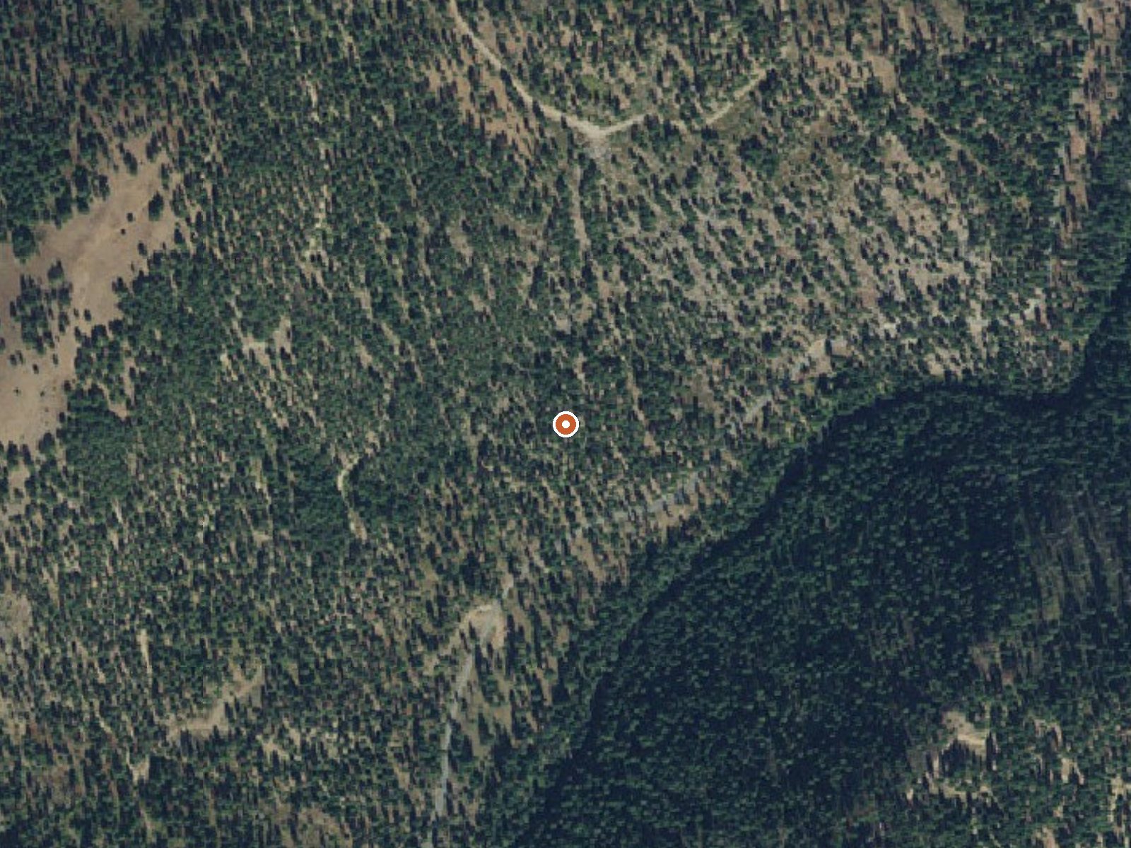 Aerial view of the ground around Krigbaum Hot Springs