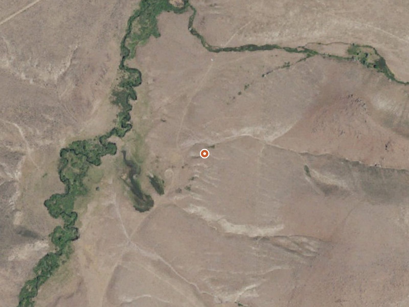 Aerial view of the ground around Marsh Creek Hot Spring