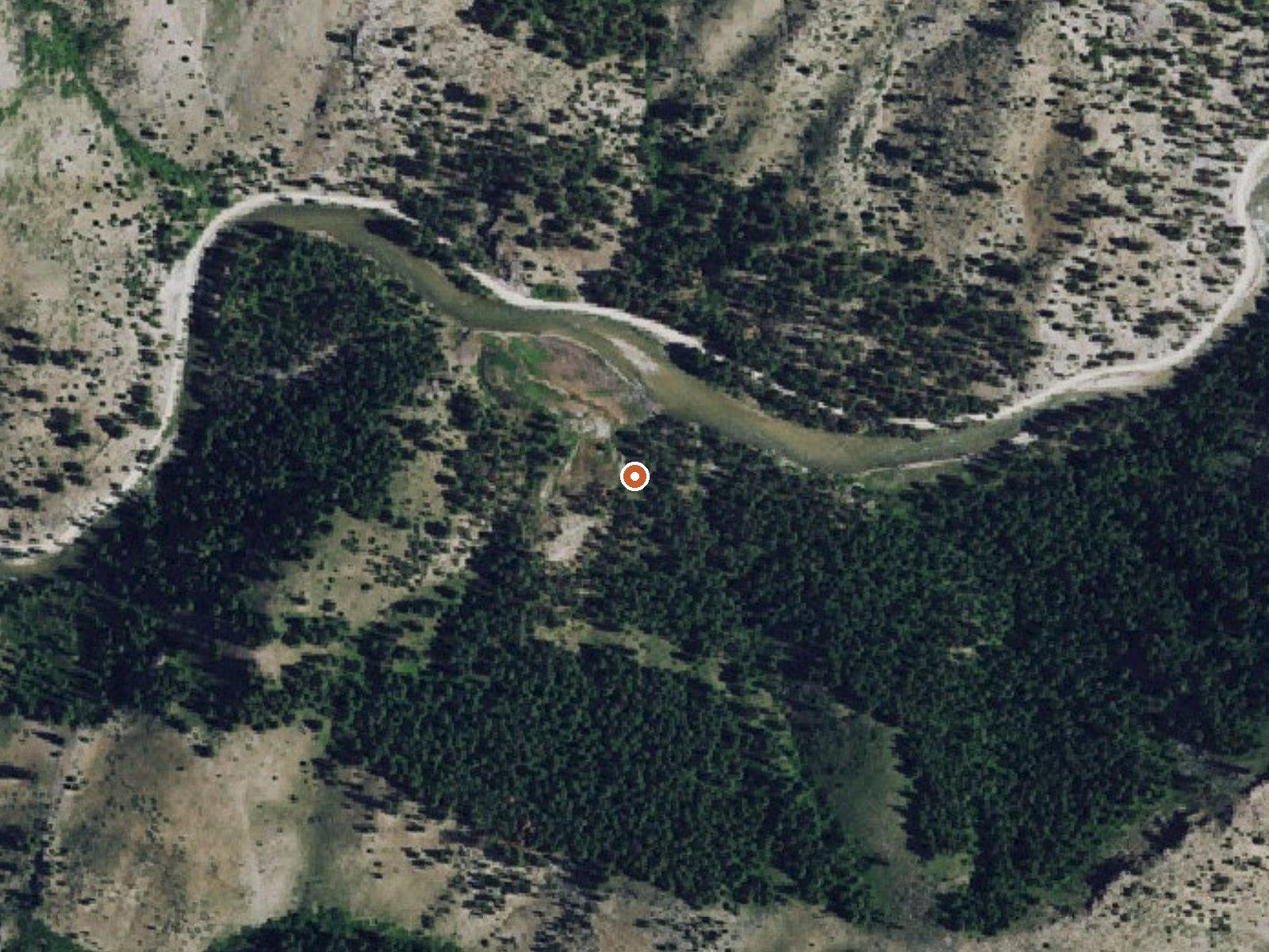 Aerial view of the ground around Ninemeyer Hot Springs