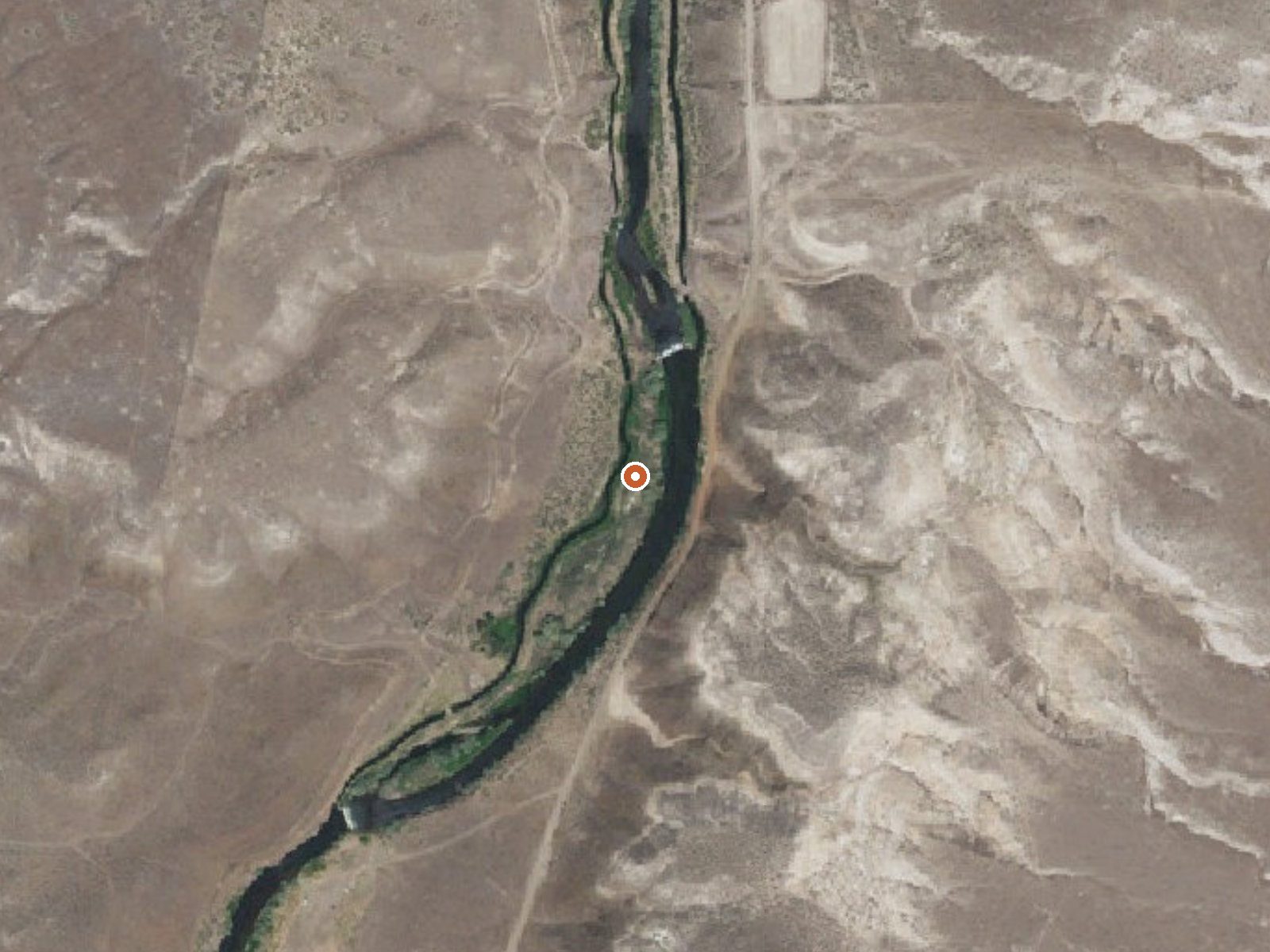 Aerial view of the ground around Buckaroo Hot Spring