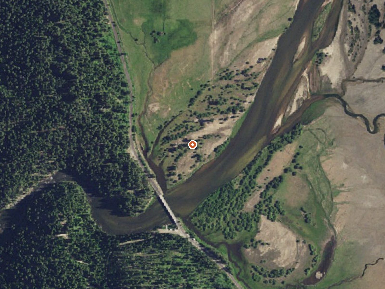 Aerial view of the ground around Cabarton Hot Spring