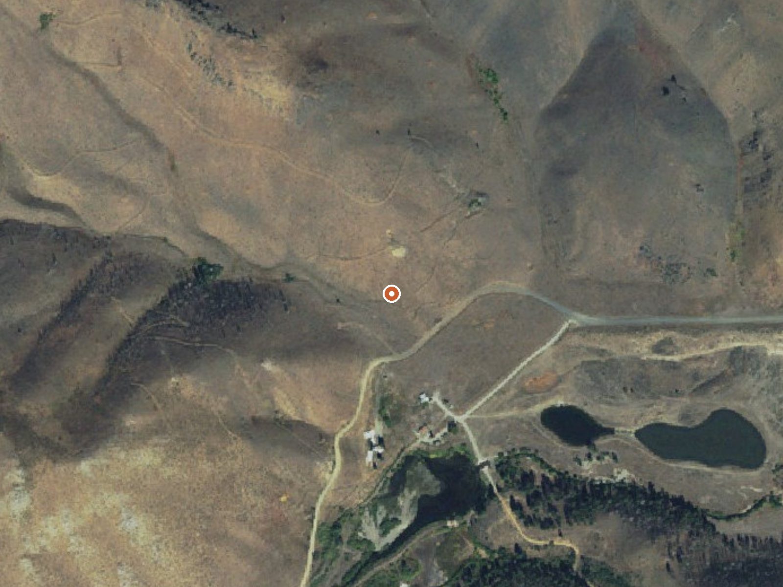 Aerial view of the ground around Clarendon Hot Springs
