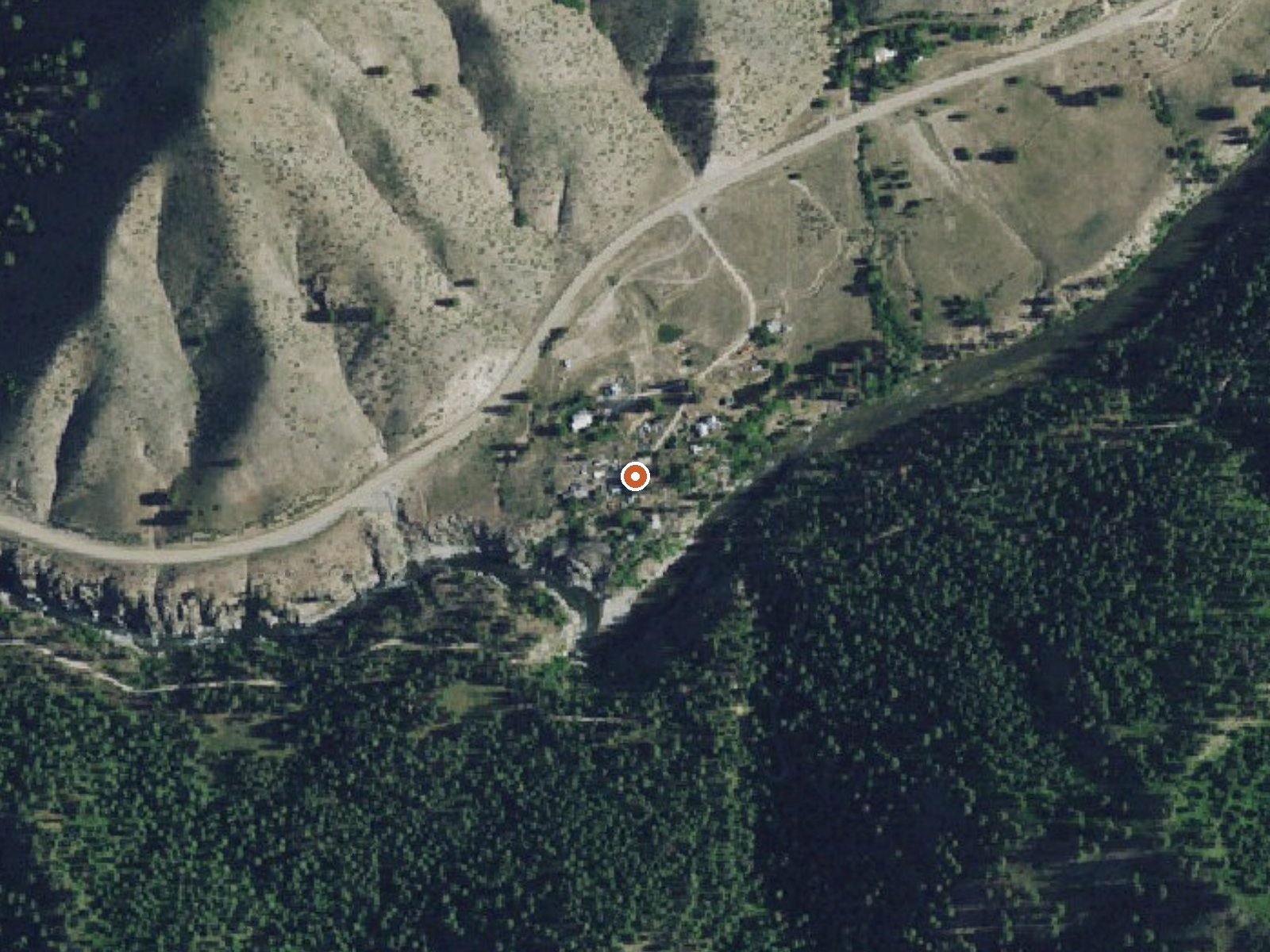 Aerial view of the ground around Corder Hot Spring