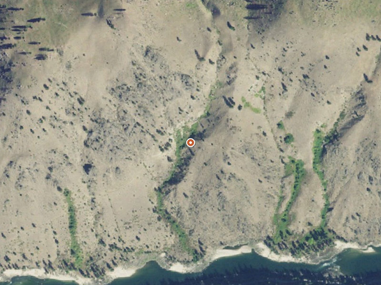Aerial view of the ground around Cow Flats Hot Spring