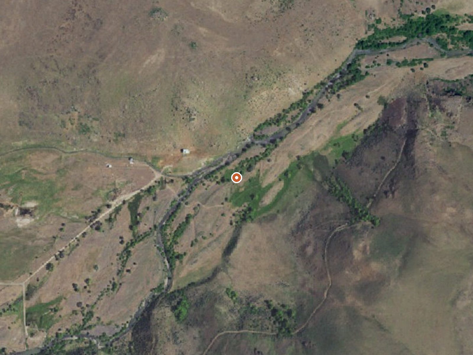 Aerial view of the ground around Crane Creek Hot Springs