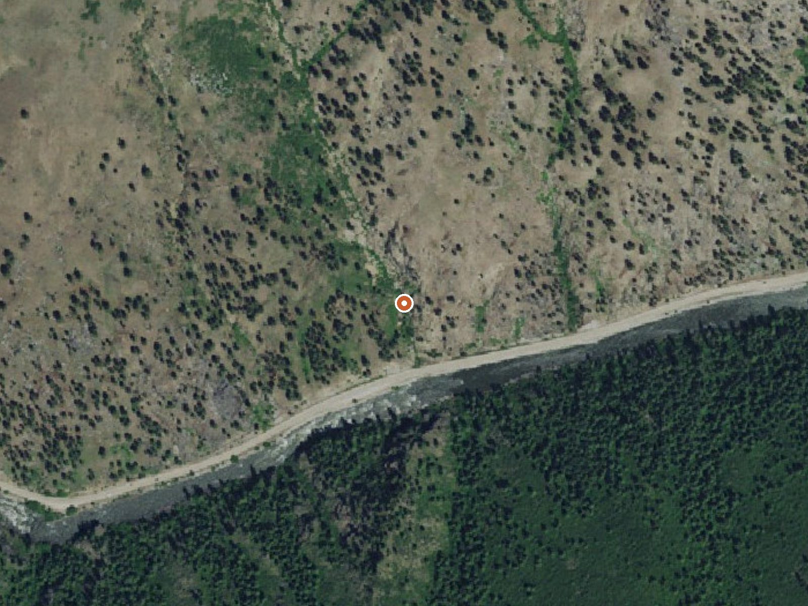 Aerial view of the ground around Deer Hot Springs