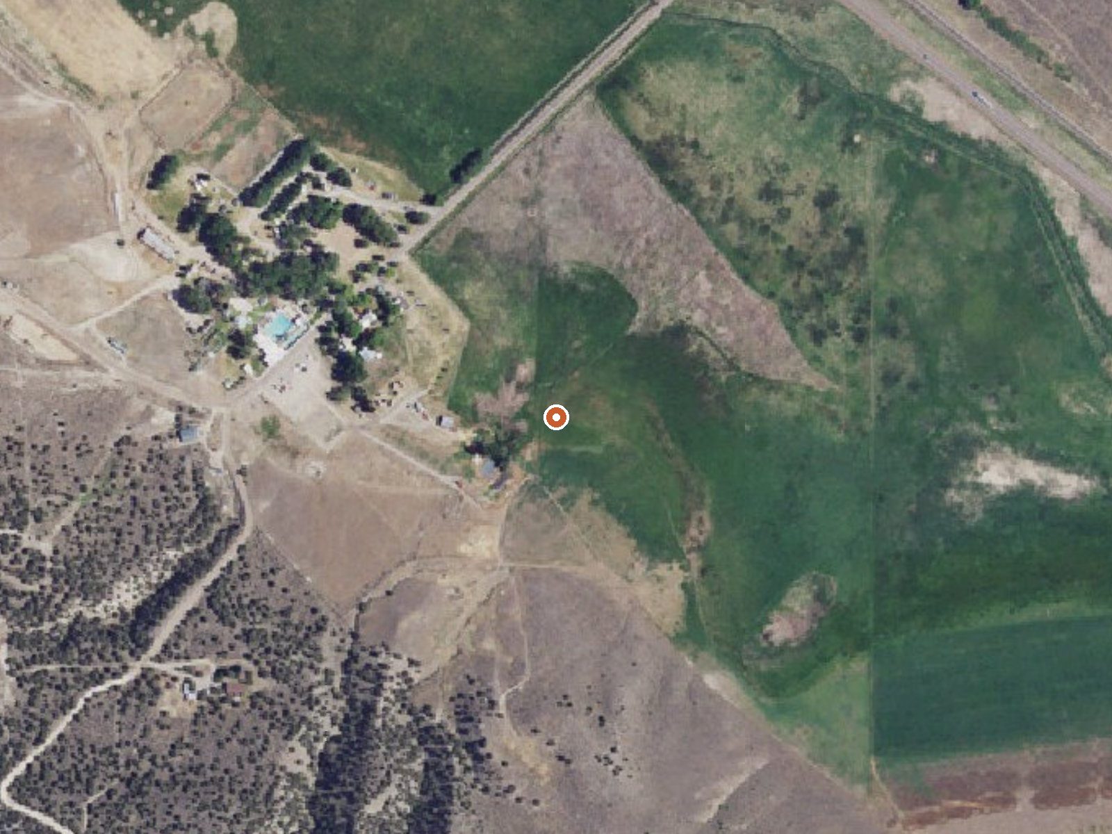 Aerial view of the ground around Downata Hot Springs