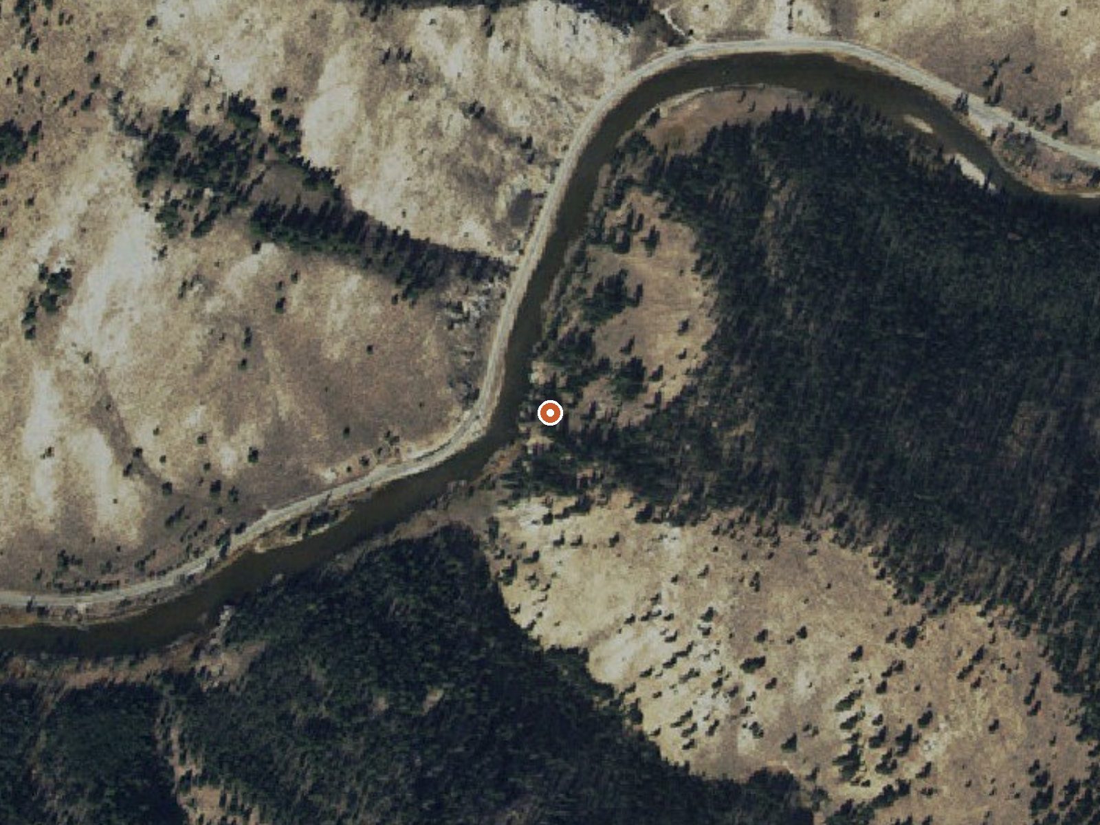 Aerial view of the ground around Elkhorn Hot Spring