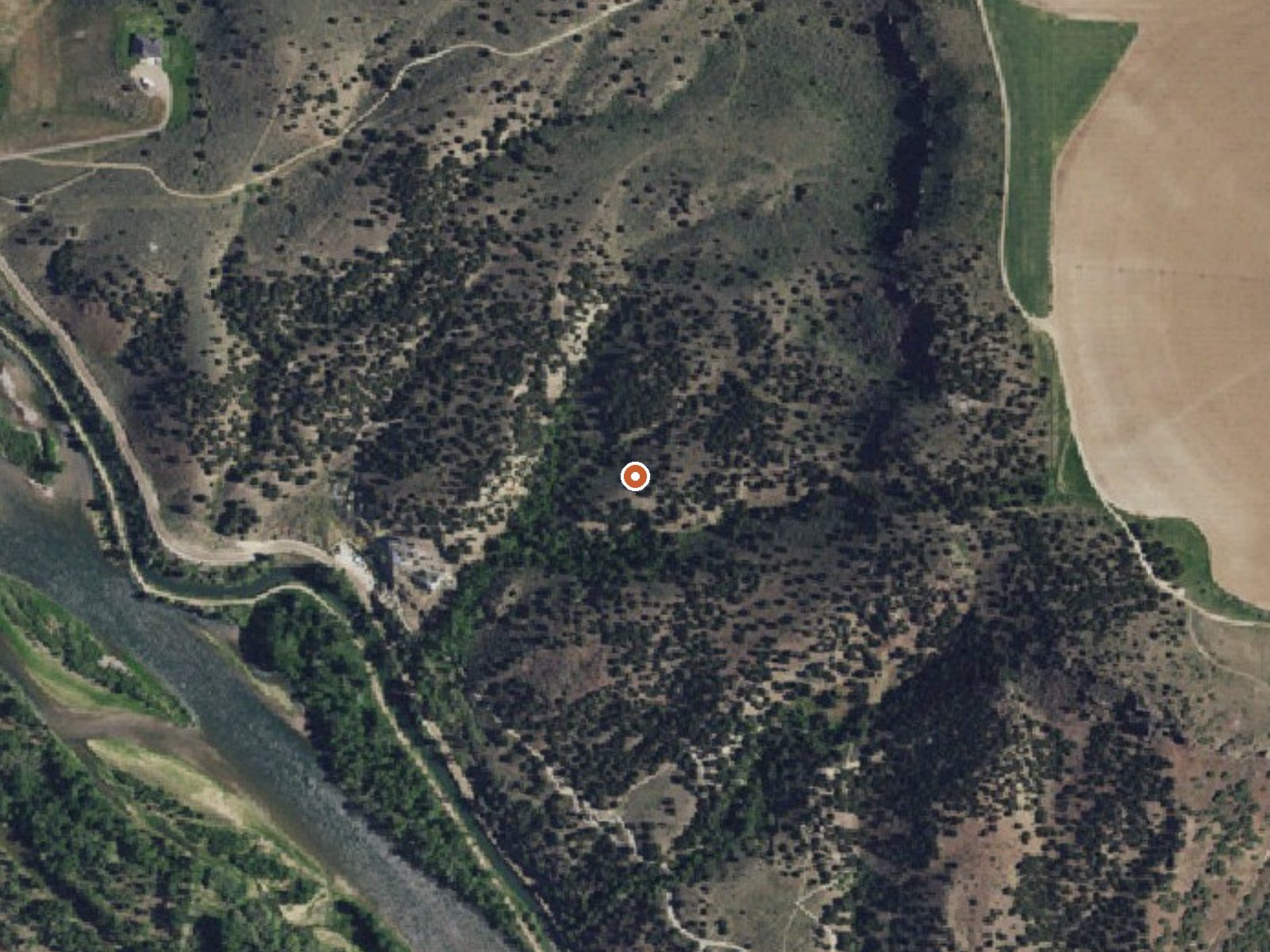 Aerial view of the ground around Elkhorn Warm Spring