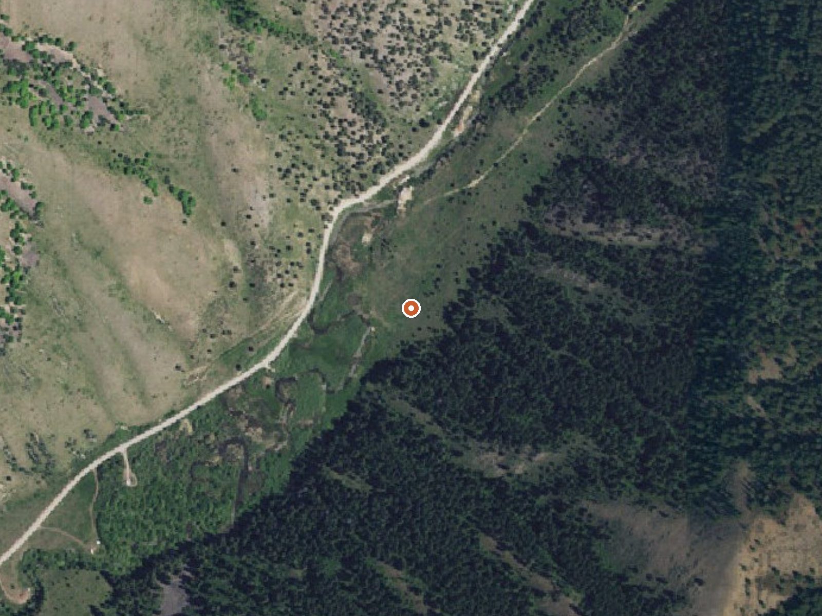 Aerial view of the ground around Fall Creek Mineral Springs
