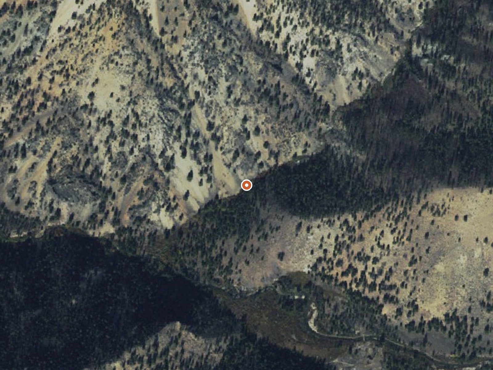 Aerial view of the ground around Foster Ranch Hot Springs
