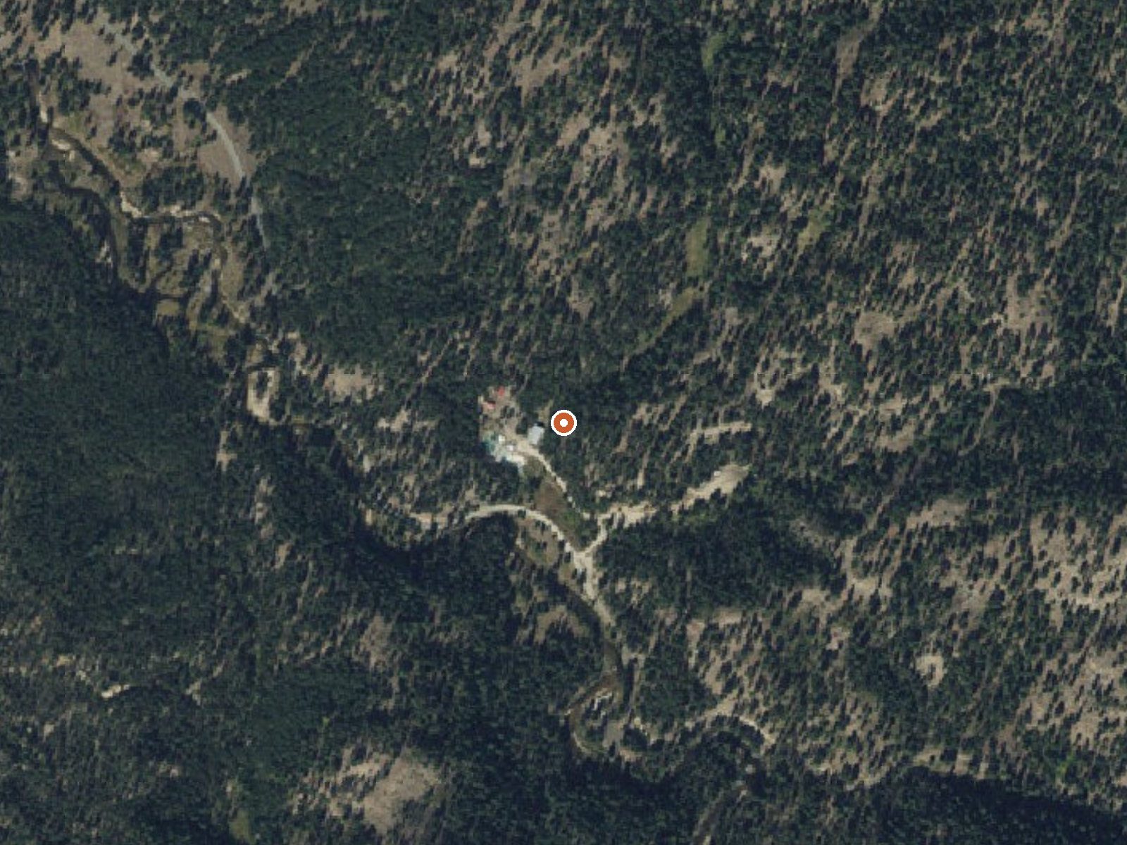Aerial view of the ground around Gold Fork Hot Spring