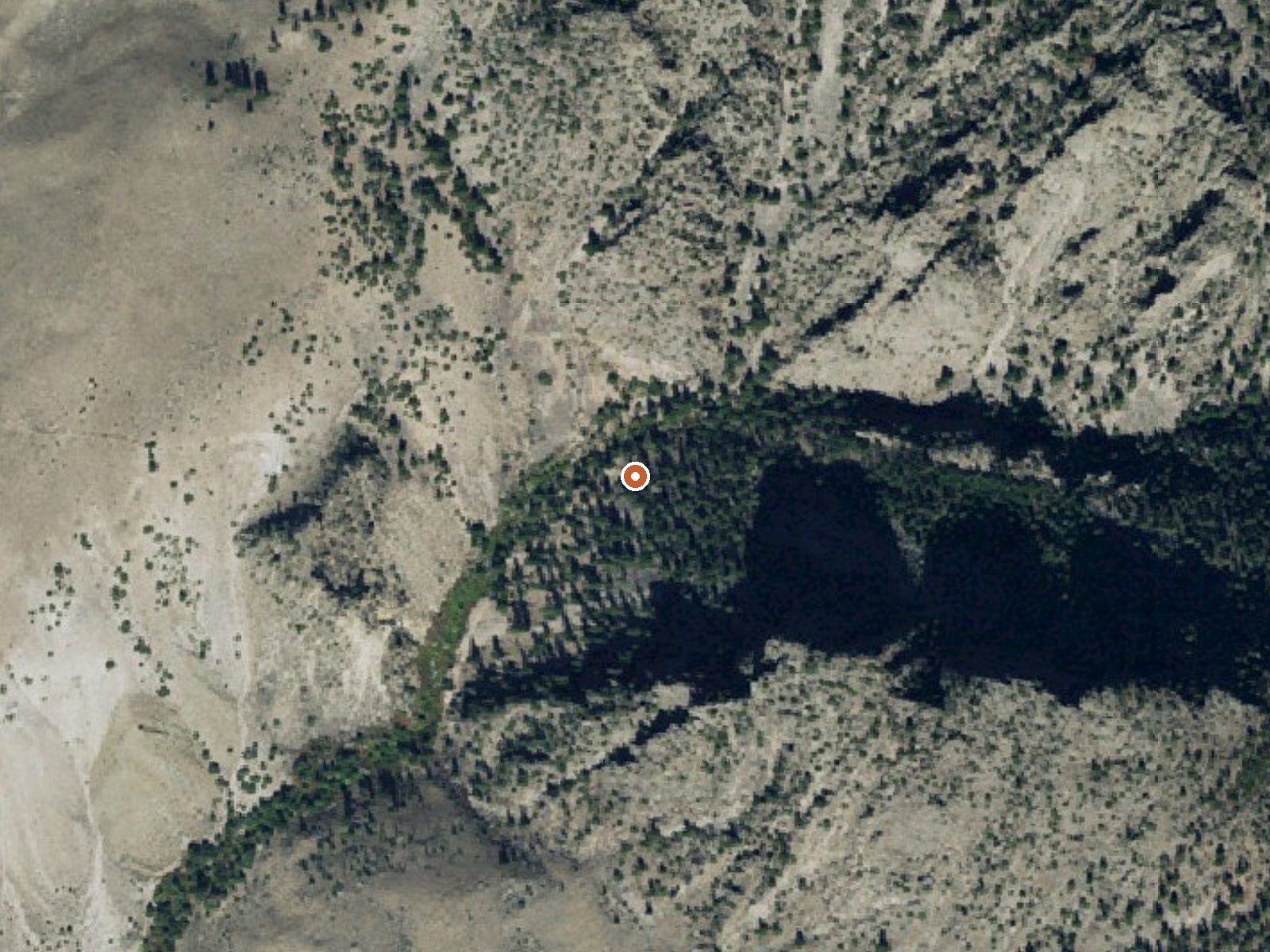 Aerial view of the ground around Goldbug Hot Spring