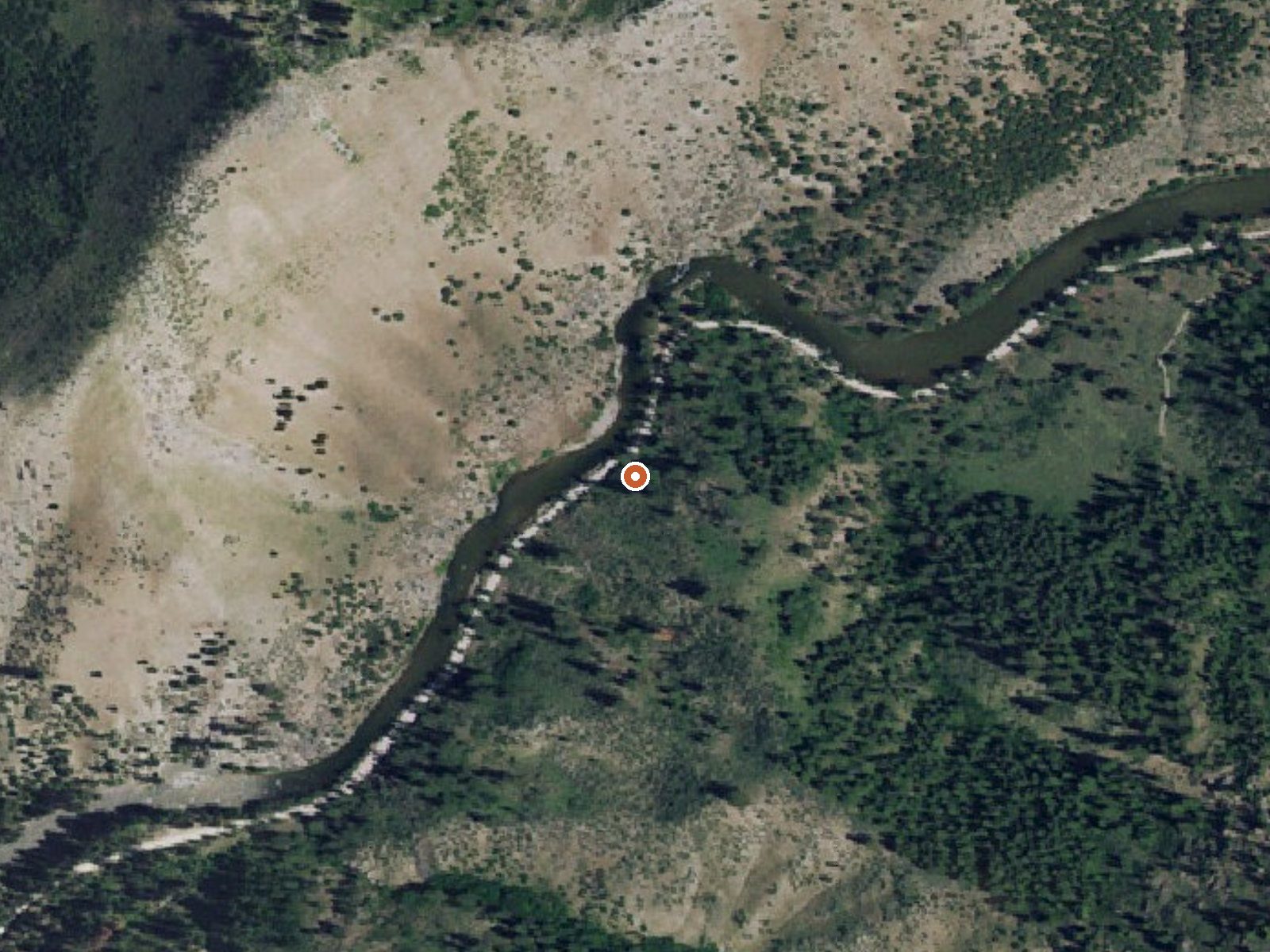 Aerial view of the ground around Smith Cabin Hot Spring