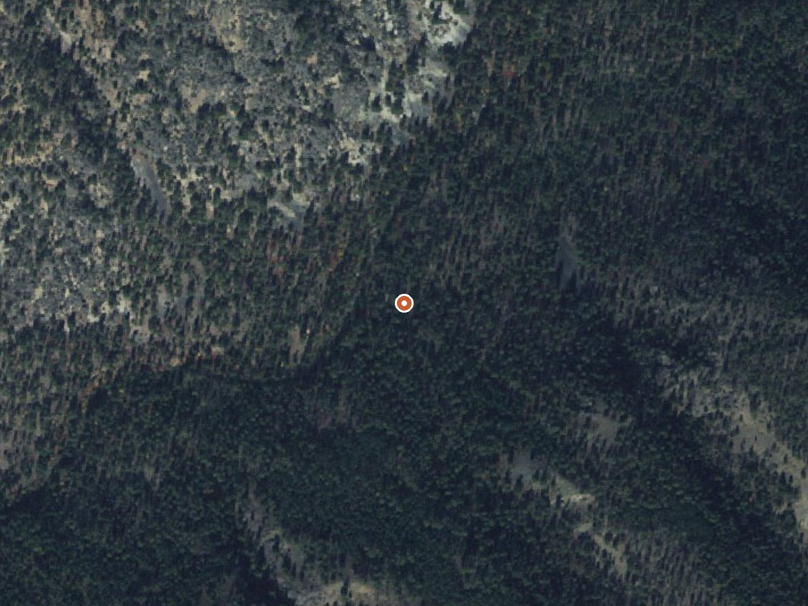 Aerial view of the ground around Snowshoe Johnsons Hot Spring