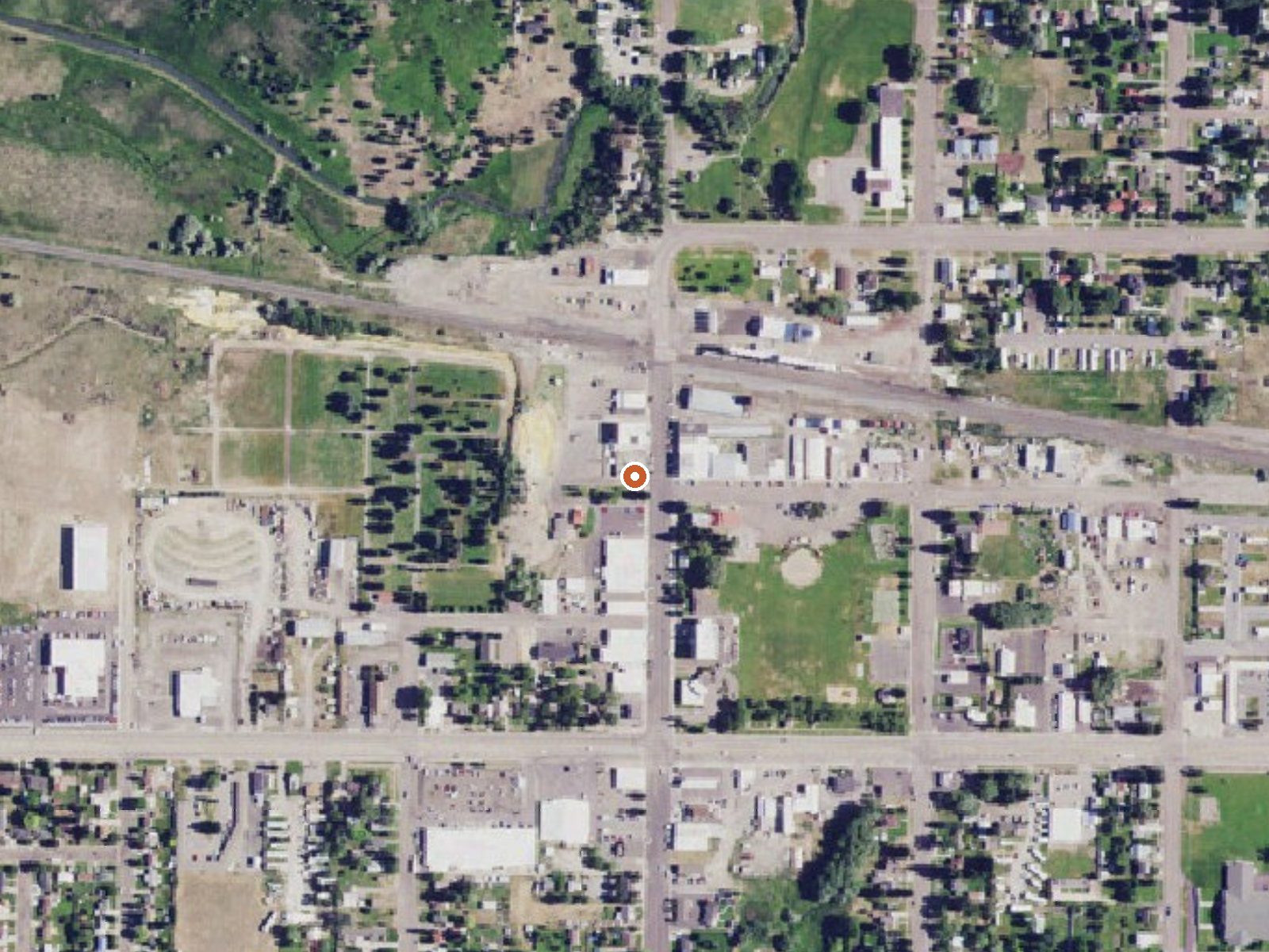 Aerial view of the ground around Soda Springs