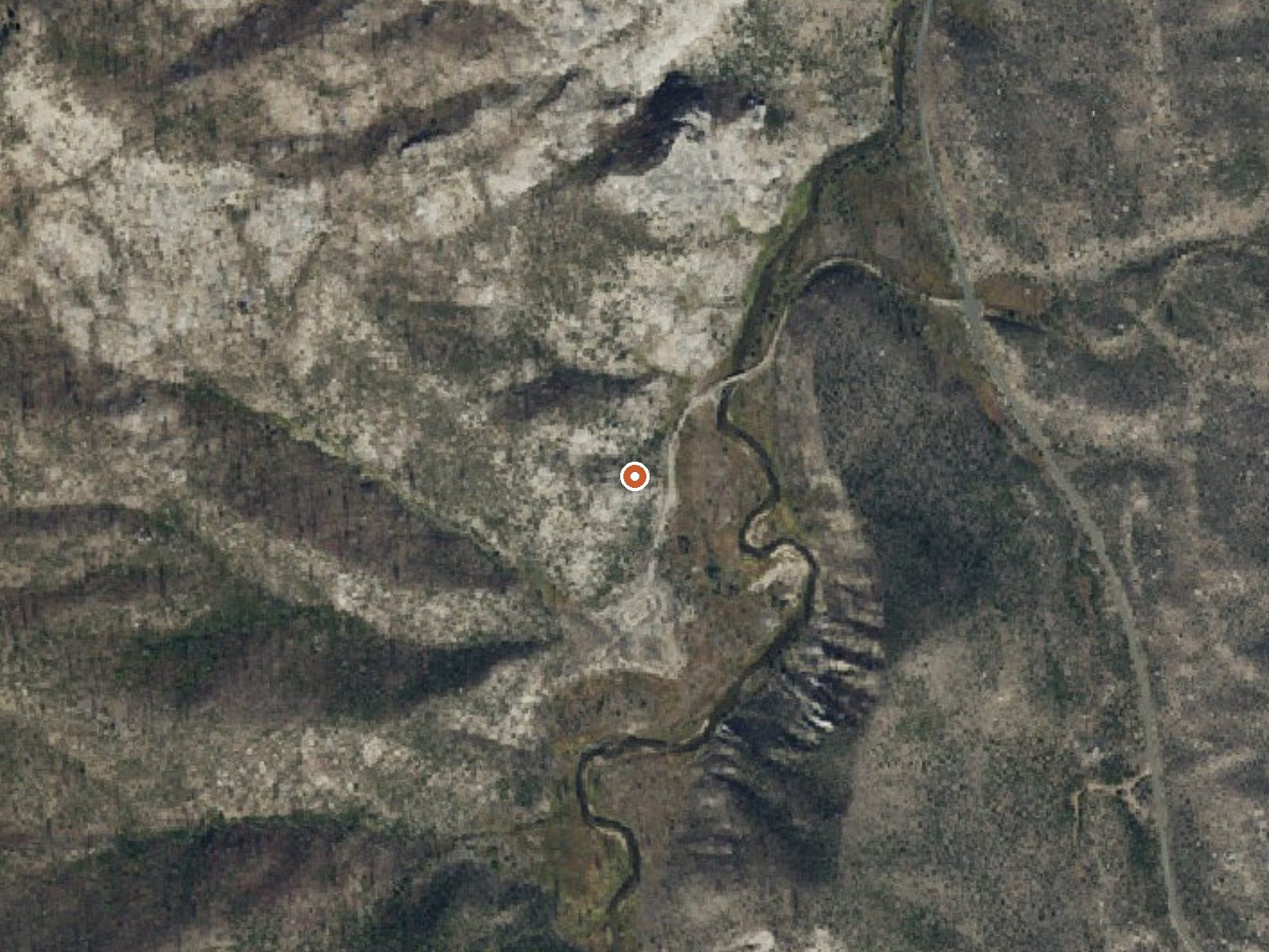 Aerial view of the ground around South Fork Plunge