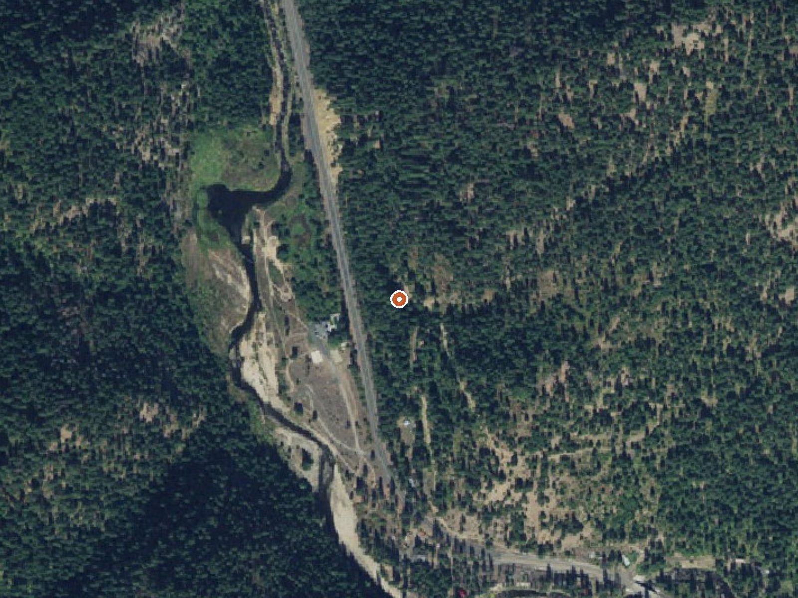 Aerial view of the ground around Stinky Warm Spring