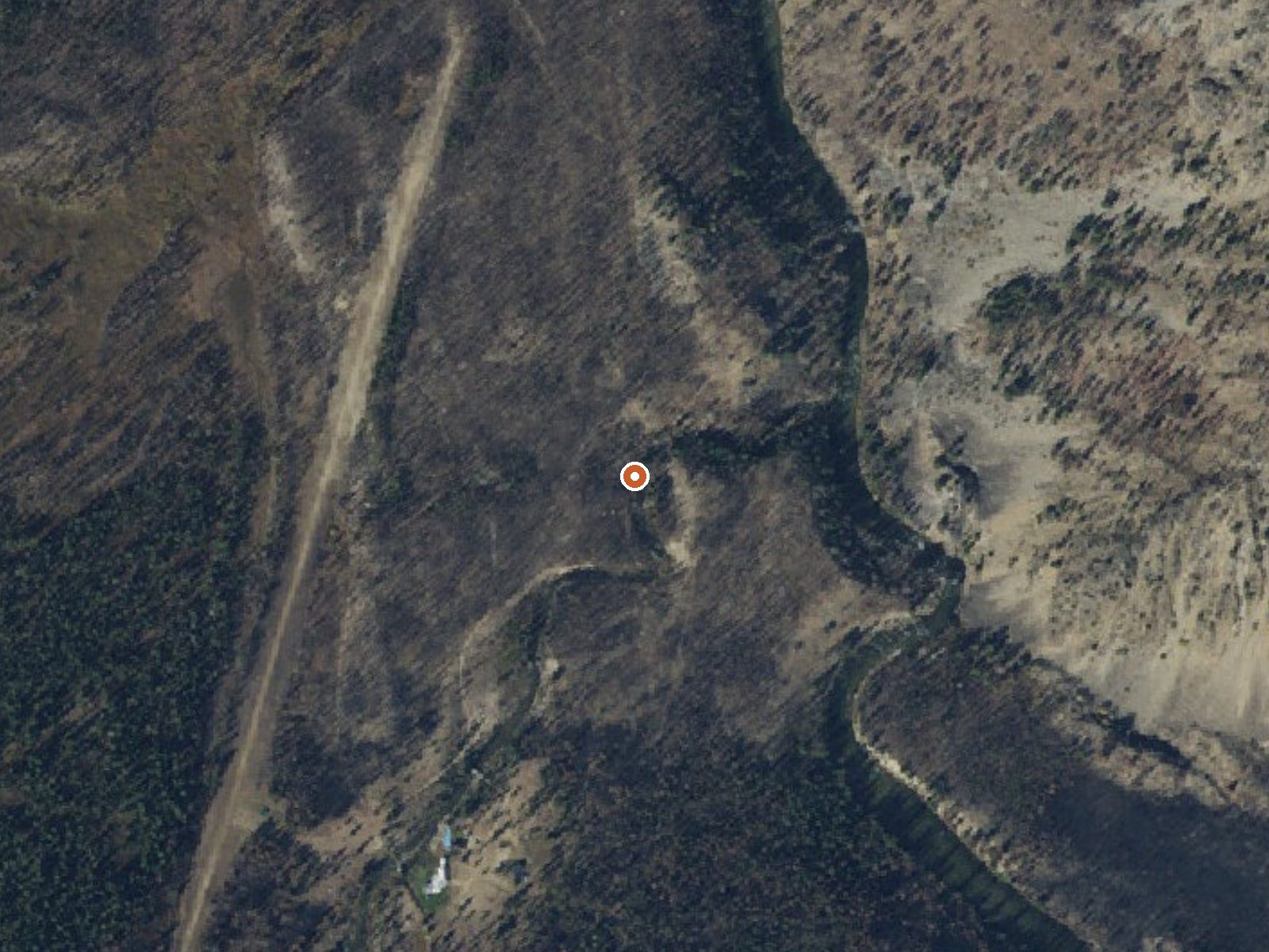 Aerial view of the ground around Sulphur Creek Hot Spring