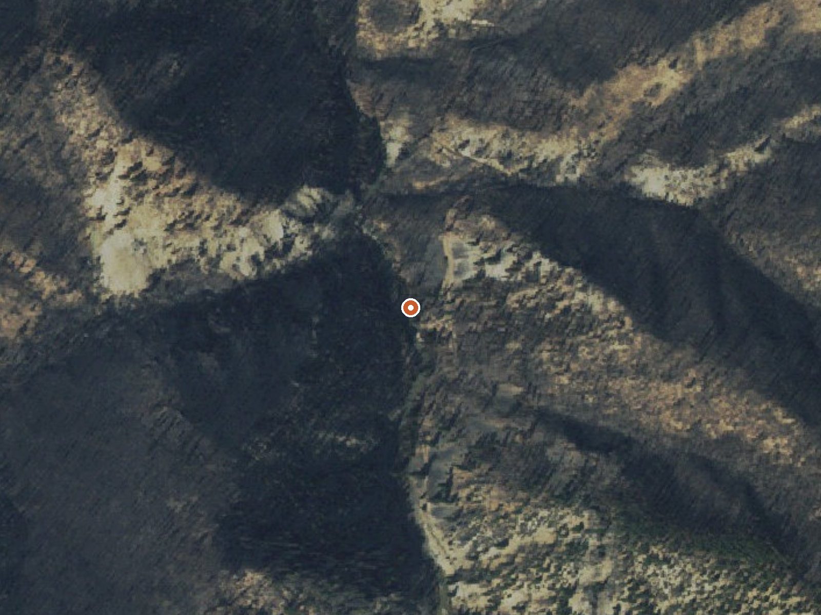 Aerial view of the ground around Sulphur Creek Hot Spring