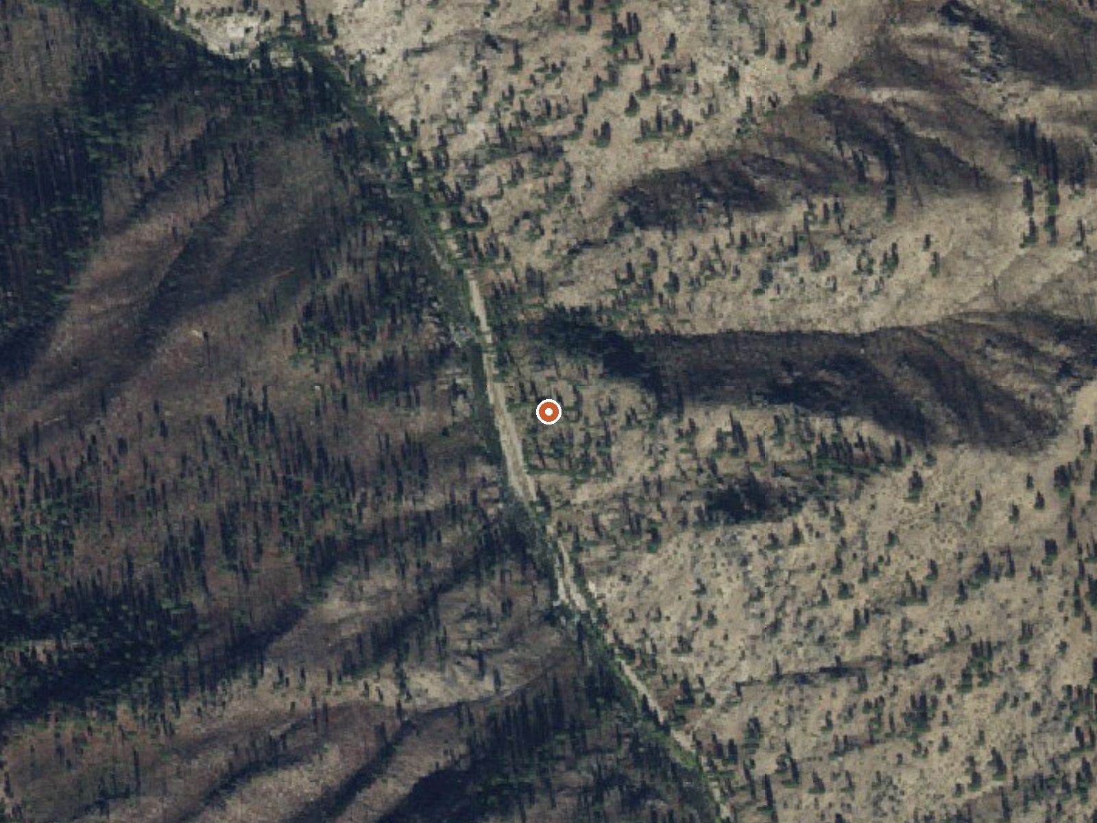 Aerial view of the ground around Teapot Hot Spring