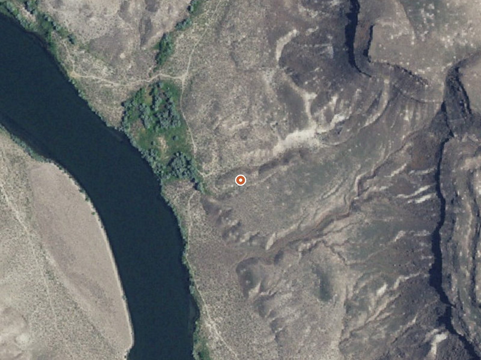 Aerial view of the ground around Thomas Flats Warm Spring