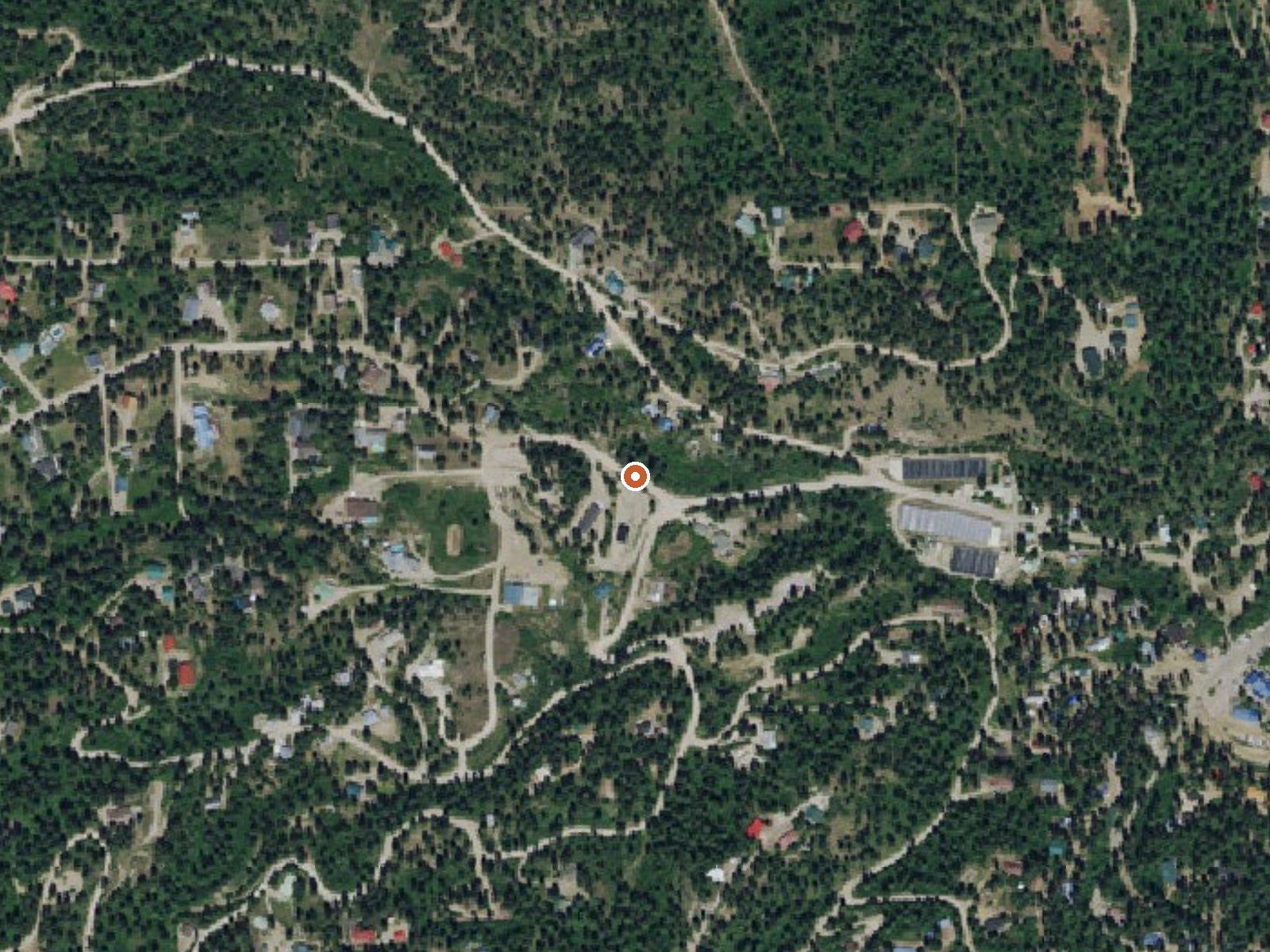 Aerial view of the ground around Warm Springs Creek Hot Springs