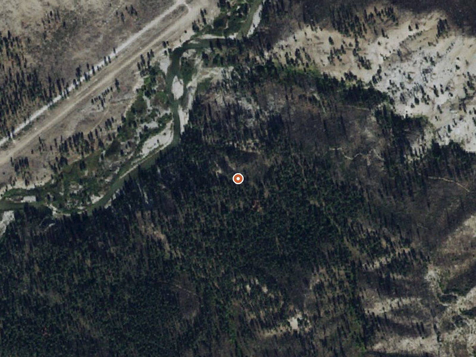 Aerial view of the ground around Weatherby Hot Spring