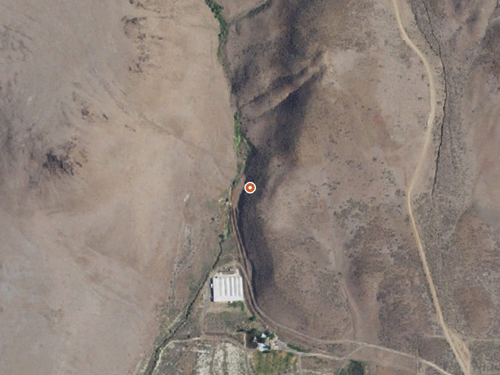 Aerial view of the ground around White Arrow Hot Spring