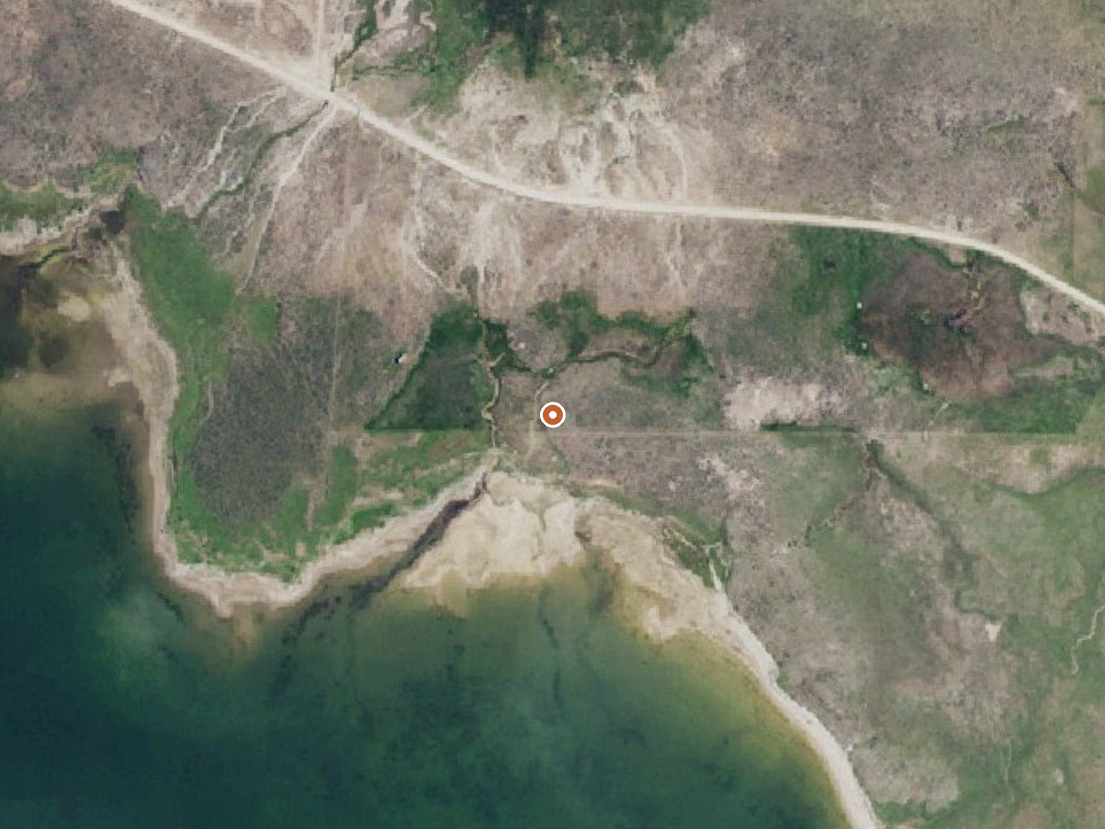 Aerial view of the ground around Wilson Lake Warm Spring